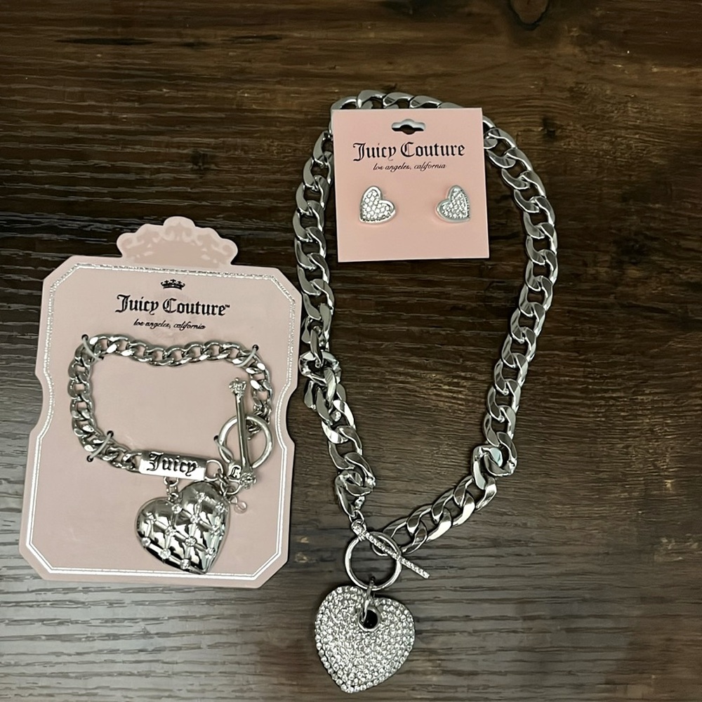 Juicy Couture Silver Diamond Heart Set
